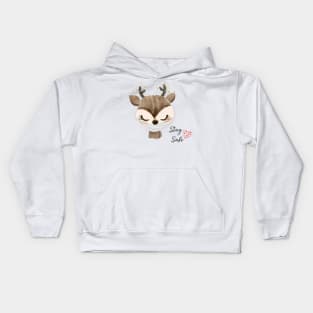 Deer Wearing Mask, Stay Safe! Kids Hoodie